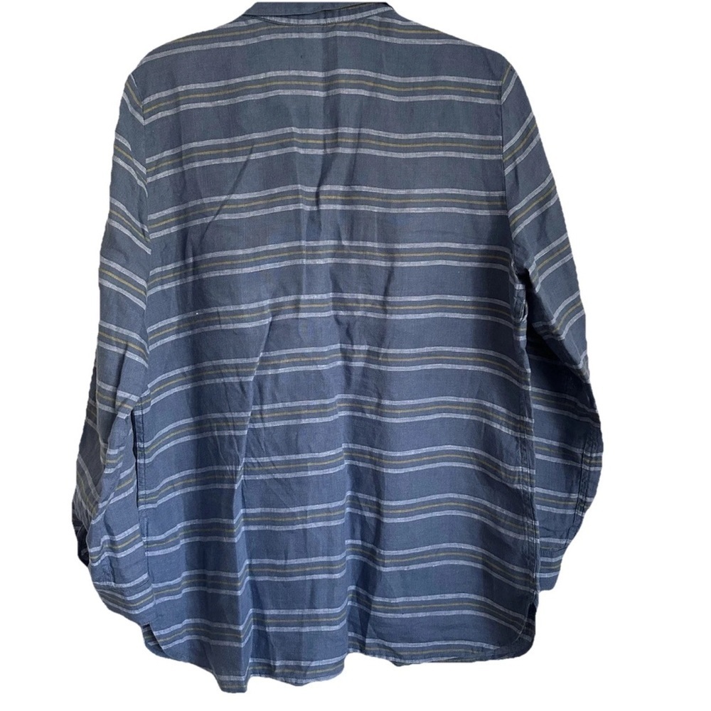 Coldwater Creek Womens M Linen Striped Button Up Tunic Top Preppy Office Casual - Picture 3 of 12